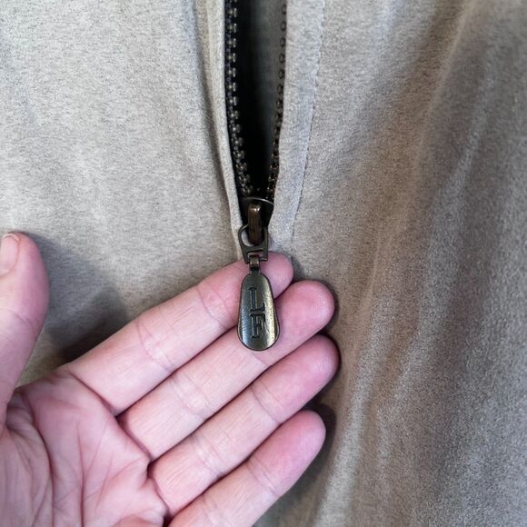 London Fog Hooded Lightweight Suede-Like Zip Up Neutral Jacket Lined Size XL - Picture 6 of 14